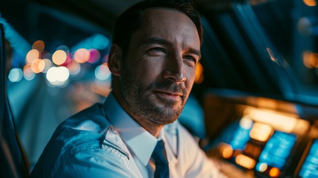 portrait of a male airplane pilot