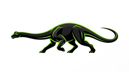 Fototapeta premium Modern aggressive brachiosaurus dinosaur mascot logo design with neon green highlights