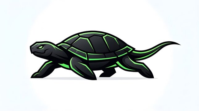 Stylized aggressive turtle mascot logo design in black and neon green