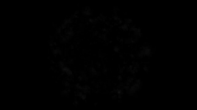 A white smoke ring explosion cloud isolated on black background for cinematic fog overlay visual art