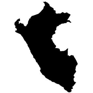 black silhouette map of peru isolated on a transparent background	
