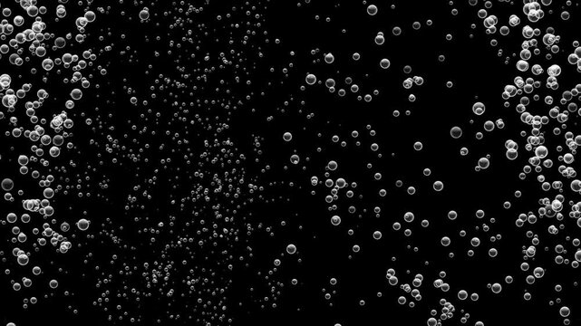 Flying underwater bubbles isolated alpha background animation.