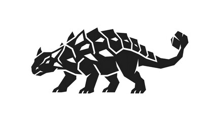 Fototapeta premium Stylized ankylosaurus dinosaur silhouette icon in a modern geometric graphic design