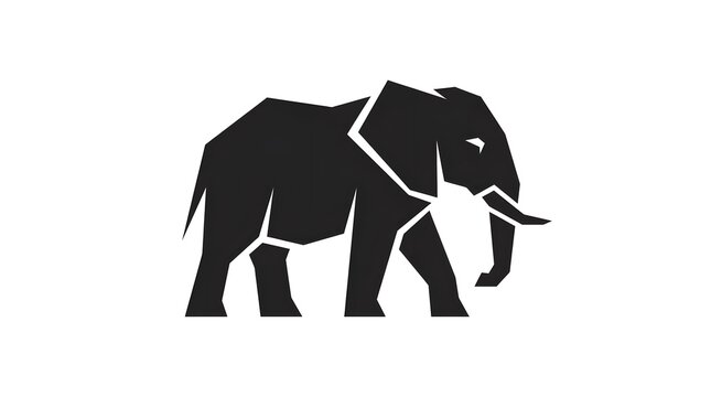 Minimalist black elephant logo design on white background