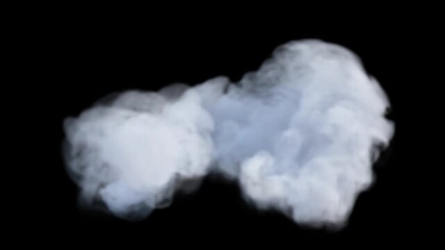 White smoke cloud puff element isolated on transparent background for a realistic fog steam overlay effect