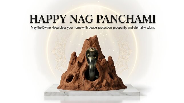 Happy nag panchami celebration greeting card design with beautifully presented spiritual