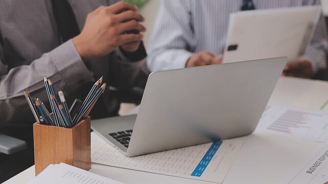 Tax deduction planning concept. Businessman calculating business balance prepare tax reduction.
