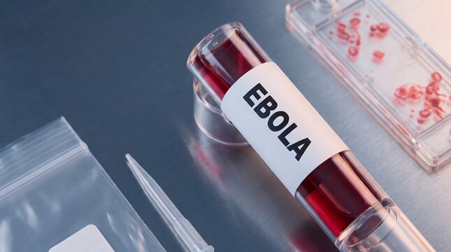 Ebola Virus Blood Sample in Test Tube in Medical Laboratory