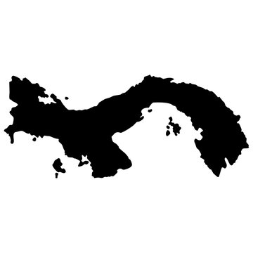 black silhouette map of panama isolated on a transparent background	
