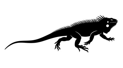 Obraz premium Black Silhouette of an Iguana on Transparent Background