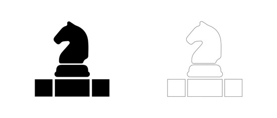Chess knight piece vector icon filled and outline, chess game and intellectual strategy symbol. © PicMag