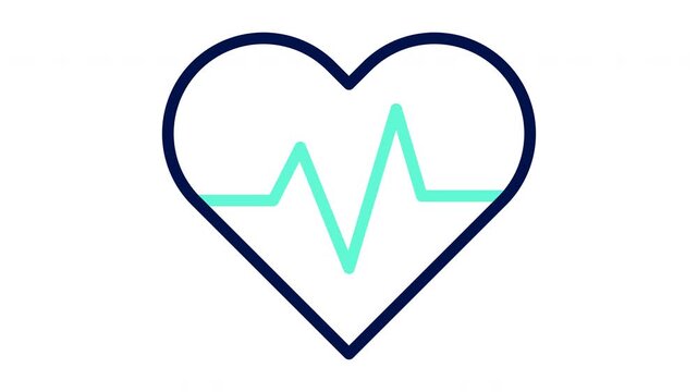 Heart with heartbeat pulse icon. Health and wellness concept. Vector illustration, outline animation