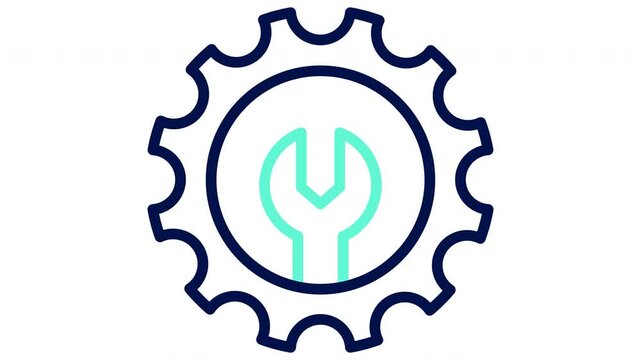 Digital tools and gear icon. Technical support. Vector illustration, flat design