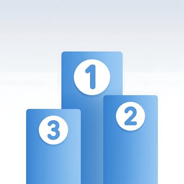Blue winners podium with first second and third place