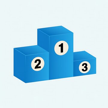 Blue winners podium with first second and third place