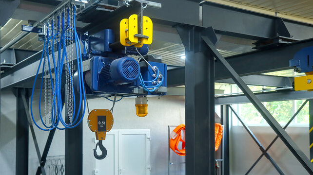 Electric Wire Rope Hoist and Hook Unit on Overhead Beam