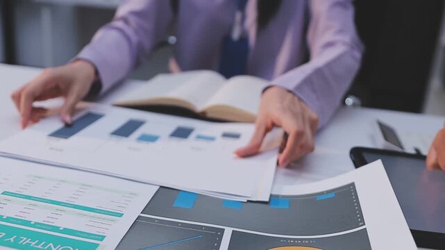 Tax deduction planning concept. Businessman calculating business balance prepare tax reduction.
