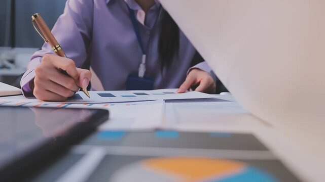 Tax deduction planning concept. Businessman calculating business balance prepare tax reduction.