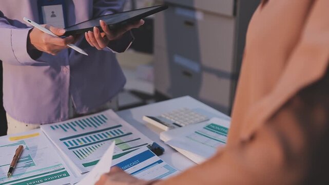 Tax deduction planning concept. Businessman calculating business balance prepare tax reduction.