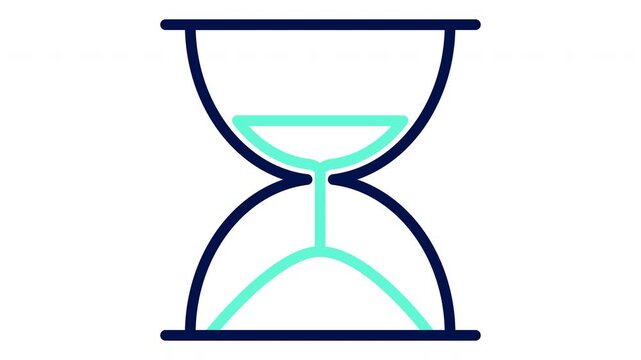 Hourglass icon. Concept of time management. Vector illustration, outline animation