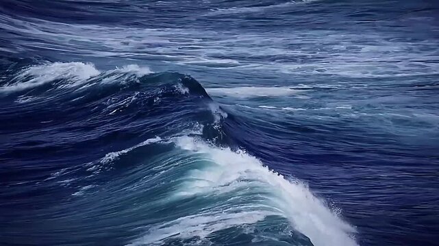 A beautiful and spectacular view of massive blue ocean waves.