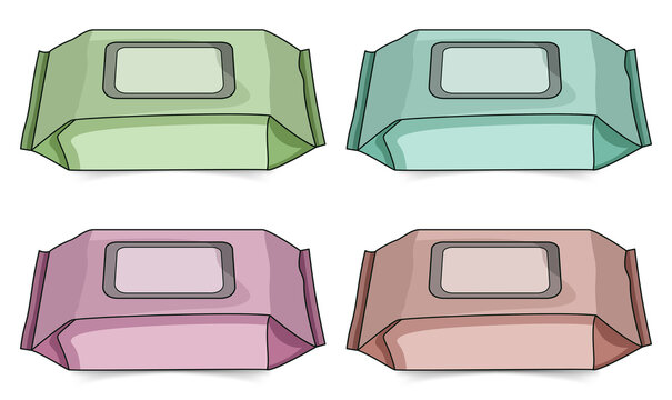 Colorful 3D illustration of four pastel boxes on transparent background