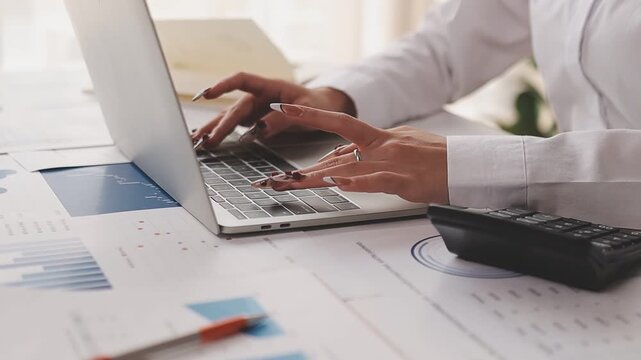 Tax deduction planning concept. Businessman calculating business balance prepare tax reduction.