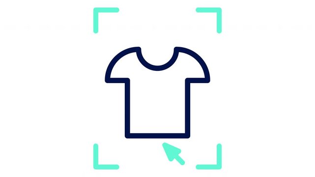 Augmented reality virtual try-on icon. Interactive digital fitting room concept. Vector illustration, outline animation