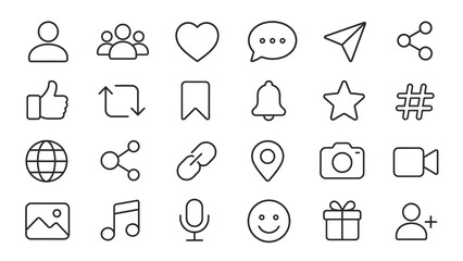 Fototapeta premium Collection of various social media and communication icons for digital design projects