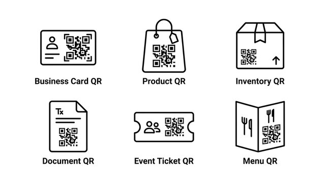 QR Code Icon Set for Business Marketing and Logistics