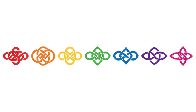 Infinity knot decorative symbols colorful geometric set with infinity