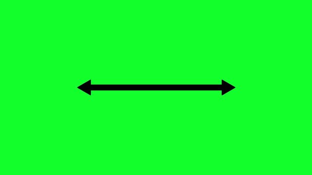 Double side arrow icon animation on green transparent background. Left and right side arrow animation. Distance concept double side arrow animation with alpha channel