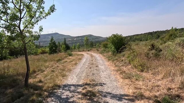 POV Walk Along a Rural Road Through the Aude Countryside Near Limoux, Occitanie, France
