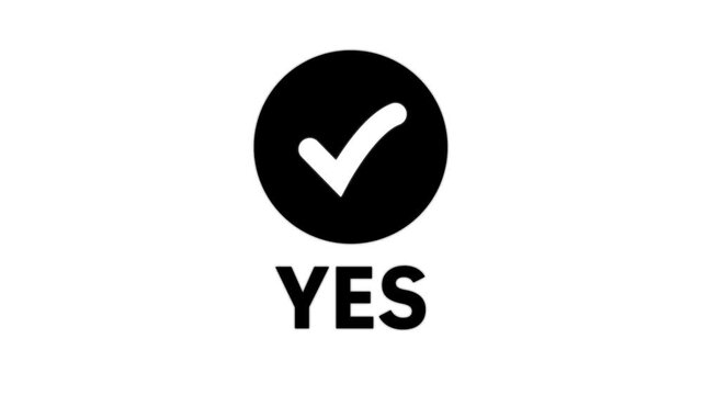 check mark sign with yes text animation on transparent background. check mark sign with yes text 4k animation