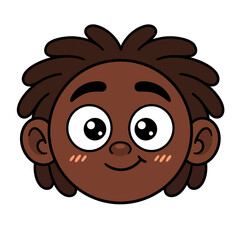 Obraz premium Cartoon avatar of a happy boy with dark skin and textured hair for social media profile picture and character design project