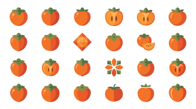 Grid of stylized persimmon fruit cross-sections.
