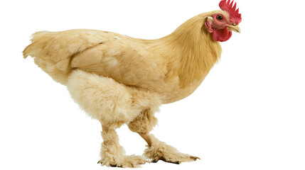 Fluffy buff Brahma chicken with feathered legs, isolated on transparent background © ELISA