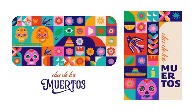 Dia de los muertos festive pattern design mexican holiday elements