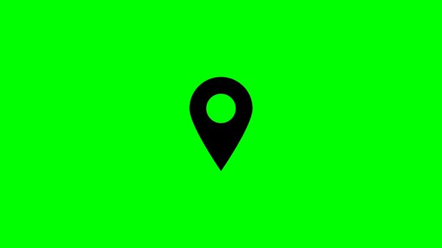 Animated Black Location Pin Icon on Green Screen 4K, Map, location pointer, pin icon on Green Screen