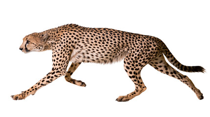 Spotted cheetah running at full speed, isolated on transparent background © ELISA