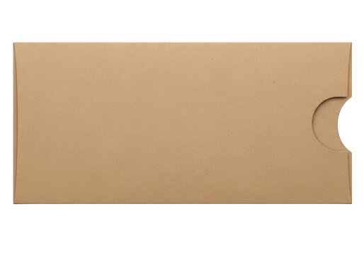 Brown paper envelope with tab open isolated on transparent background