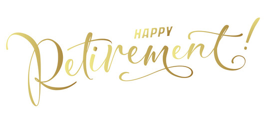 Naklejka premium Happy Retirement, hand drawn calligraphy lettering design. Modern handwritten brush text. PNG 