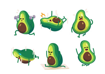 Obraz premium Hand drawn Avocados Activity Illustration
