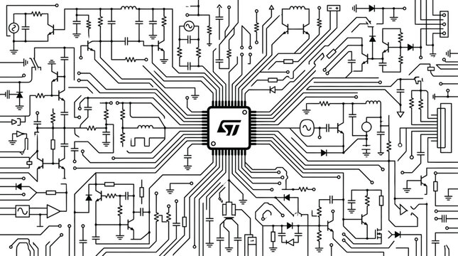 Electronic Circuit Board Schematic Diagram with ST Microelectronics Chip