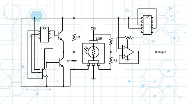 Electronic Circuit Diagram with LDR and Operational Amplifier