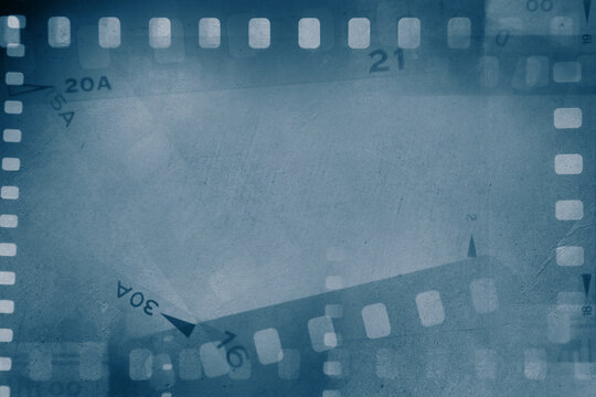 Film negatives blue background
