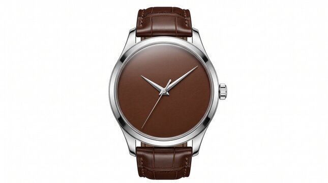 Elegant Classic Men's Wristwatch with Brown Leather Strap and Minimalist Brown Dial Analog Clock for Professional Style
