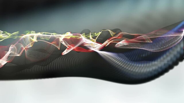 Fantastic video animation with particle wave object in slow motion, 4096x2304 loop 4K