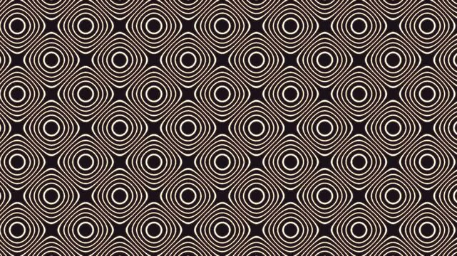 Sophisticated Beige and Black Retro Geometric Rounded Squares Repeating Pattern