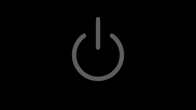 Power button icons in subtle animation on dark background signifying technology start and activation